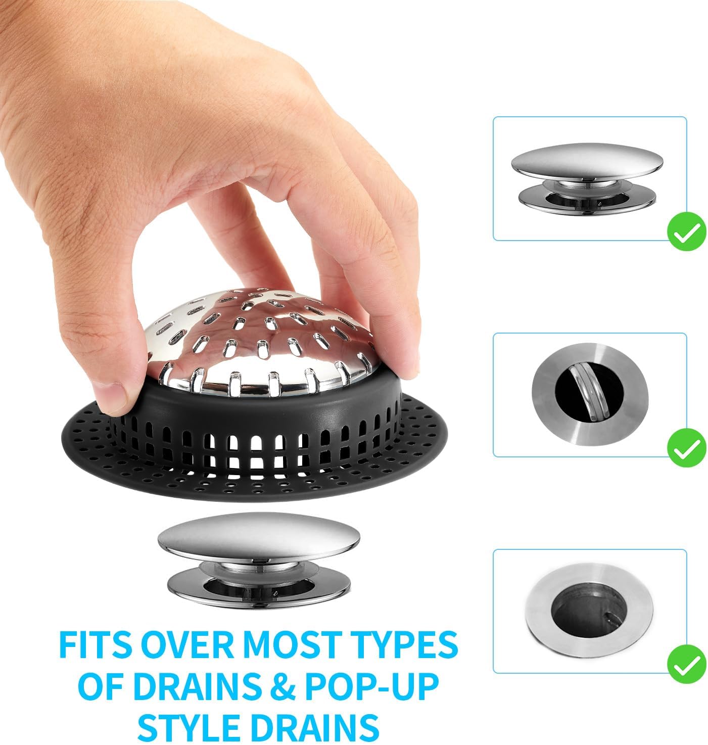 Shower Drain Hair Catcher, Shower Drain Cover, Bathtub Drain Hair Catcher for Pop-Up & Regular Drains - Image 3