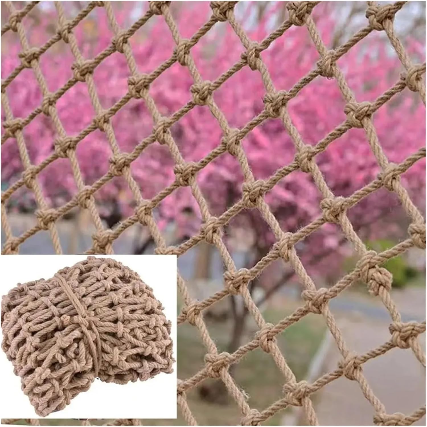 Hemp Rope Climbing Net Garden Balcony Craft Unisex Safety Net Ceiling Mesh Nature Jute Rope