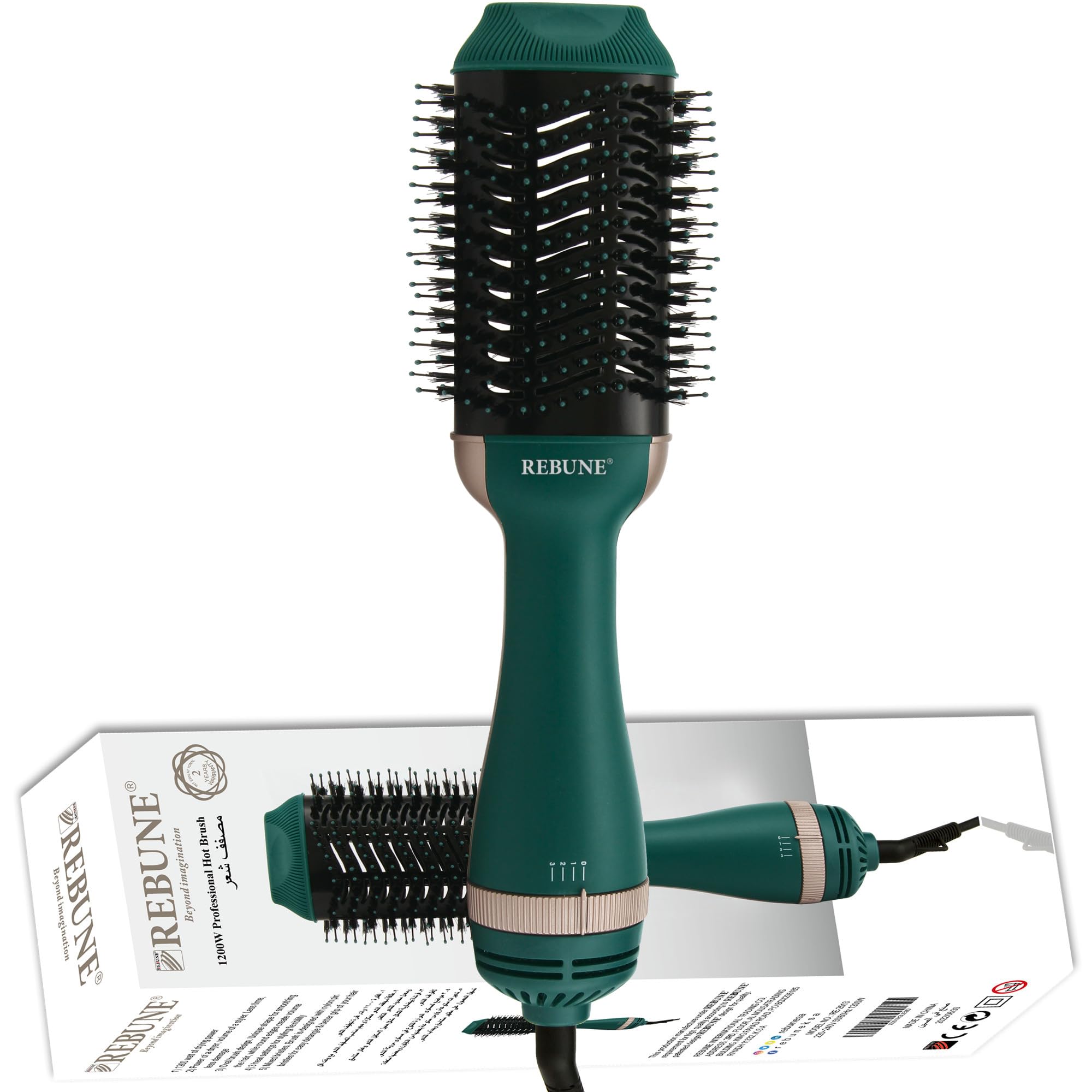 RE-2513 Hair Styler 1200W One-Step Volumizer Hair Dryer and Hot Air Brush, Green