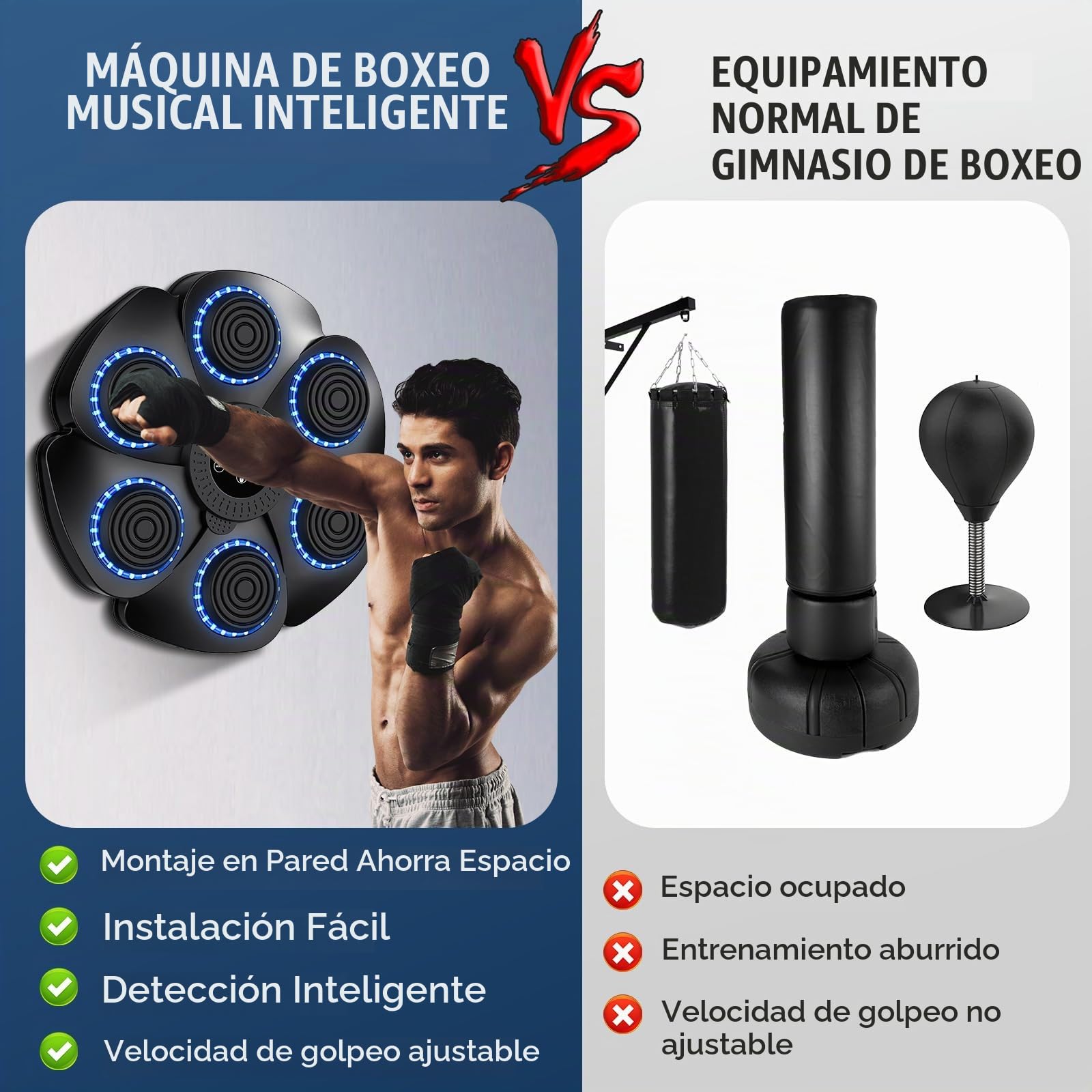 Máquina de Boxeo Musical Bluetooth, Boxeo Pared en Casa