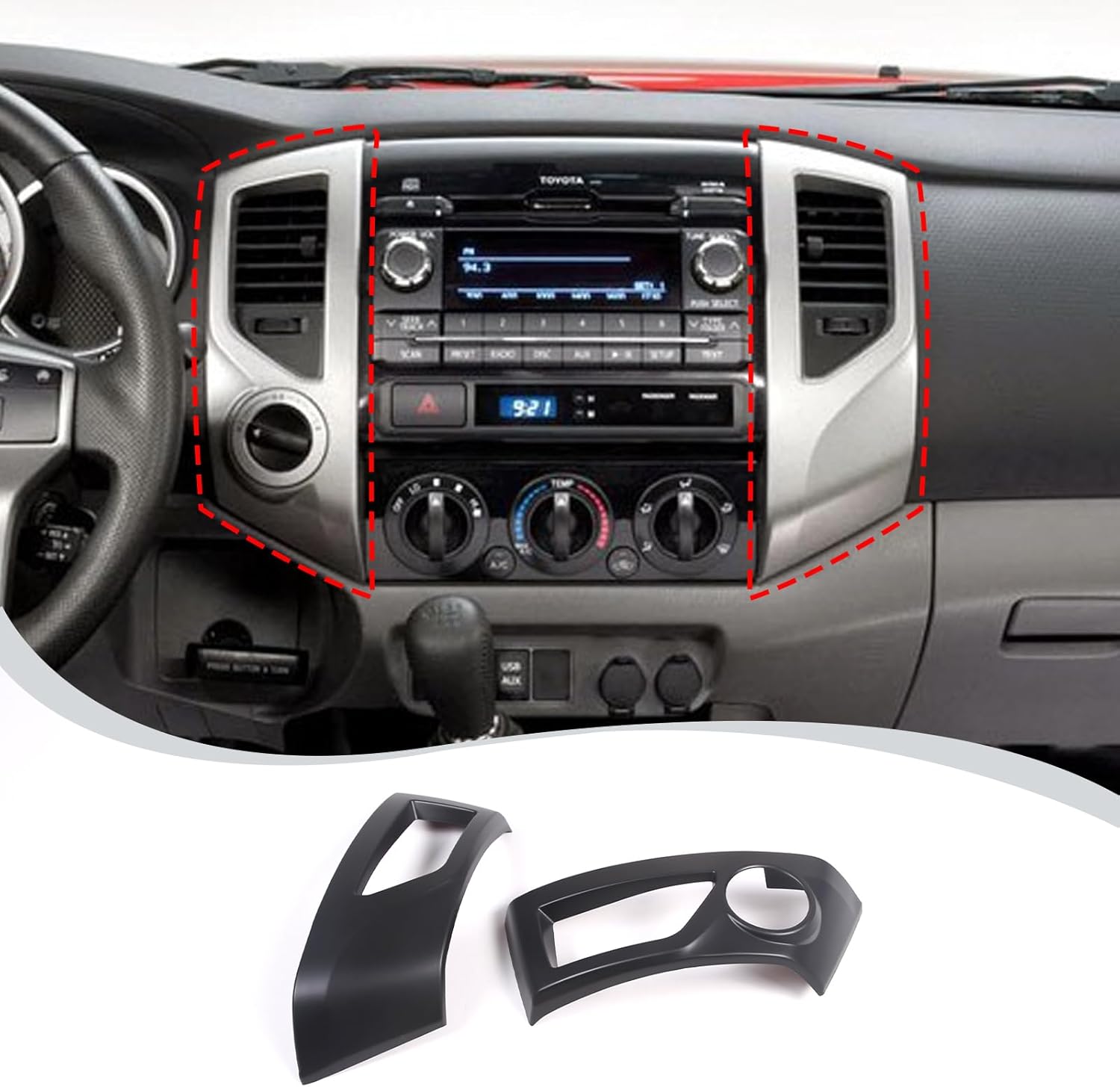 LLKUANG Car ABS Central Control Dashboard Air Outlet Frame Cover Trim Compatible with Toyota Tacoma 2011 2012 2013 2014 2015 Interior Accessories (ABS Carbon Fiber(without holes))