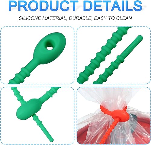 Miniatura 4 de MECCANIXITY Paquete de 12 bridas de silicona reutilizables de 6 pulgadas para el hogar, oficina, cocina, organizador de cables, color verde