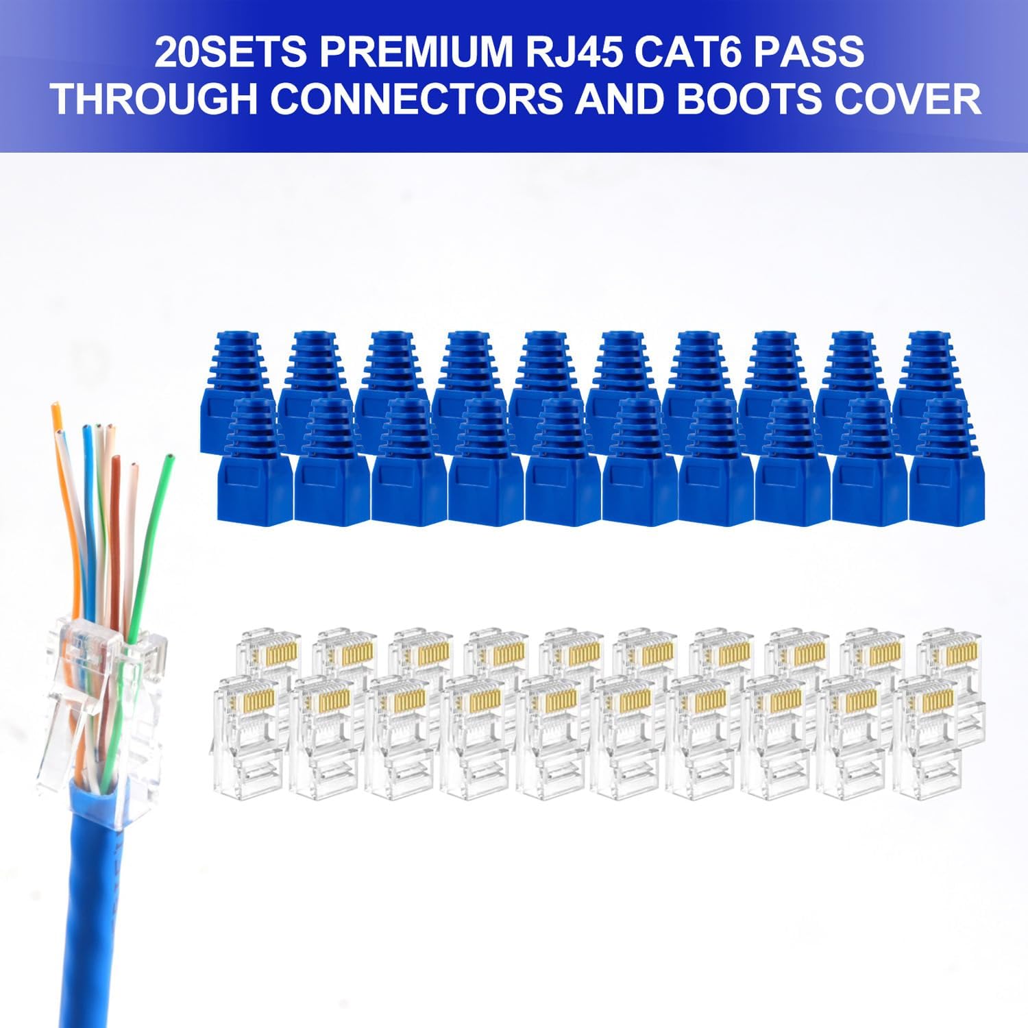 RJ45 Crimp Tool Kit, Pass Through Ethernet Crimper, Professional Ethernet Crimping Tool Kit, RJ45 Crimp Tool and Tester(9V Battery Not Included) All-In-One Kit for Cat5e Cat6 Cat6a 8P8C