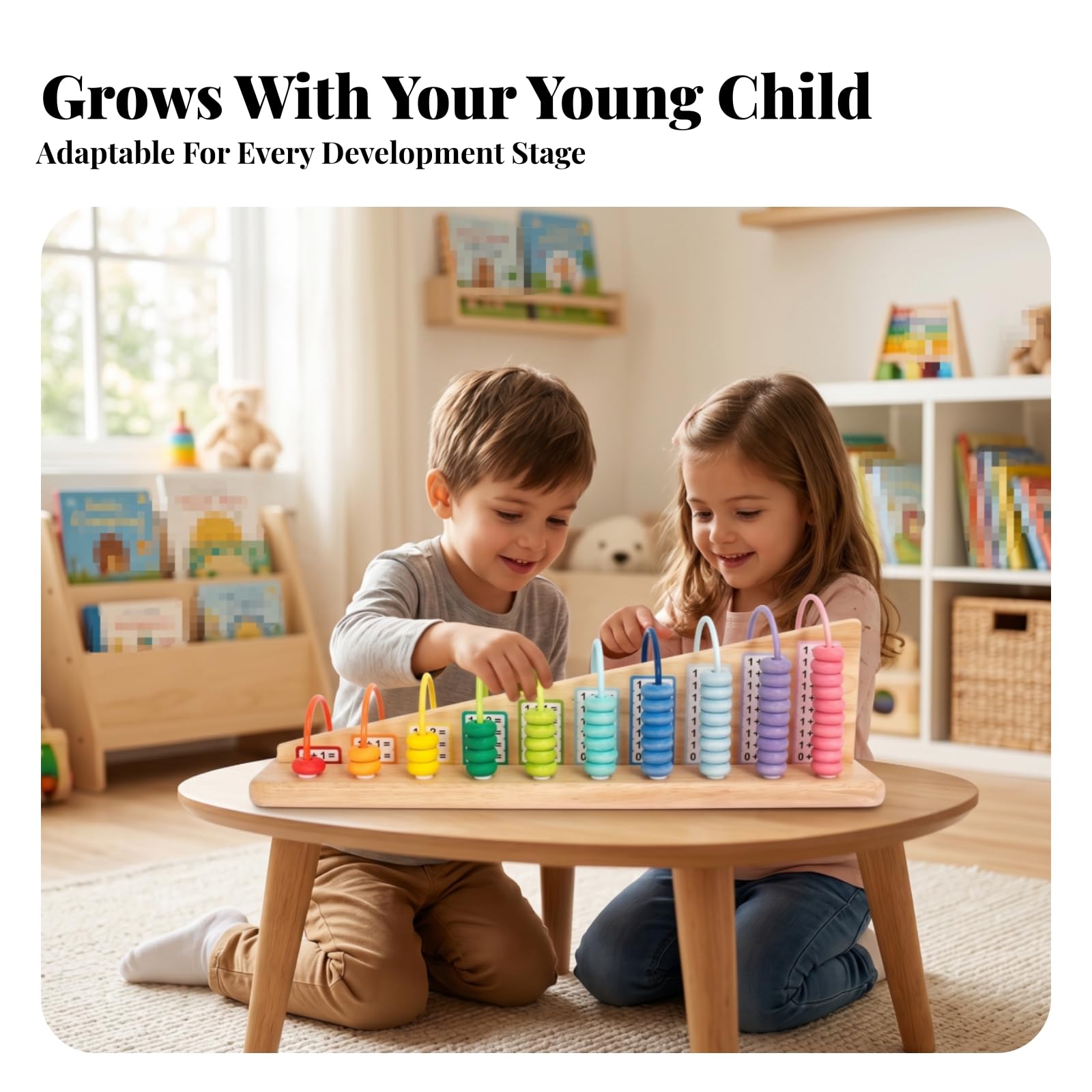 Abaco Montessoriano Educativo Abaco Aritmetico Legno Naturale Materiale Didattico per Bambini in età Prescolare, Asilo