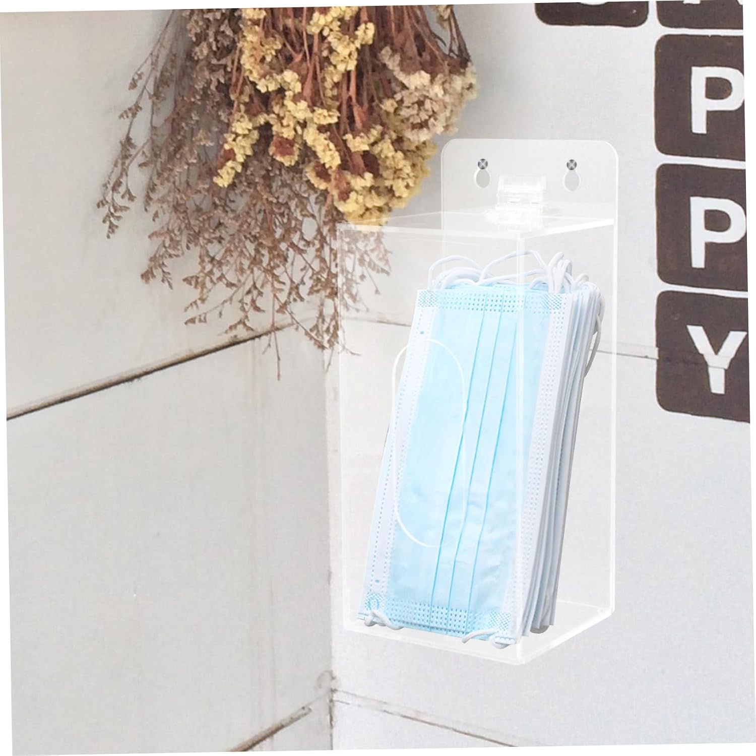1grid Wall Mount Glove Dispenser Box Acrylic Mask Storage Holder for Easy Access to Gloves and Masks for Labs Kitchens and Offices