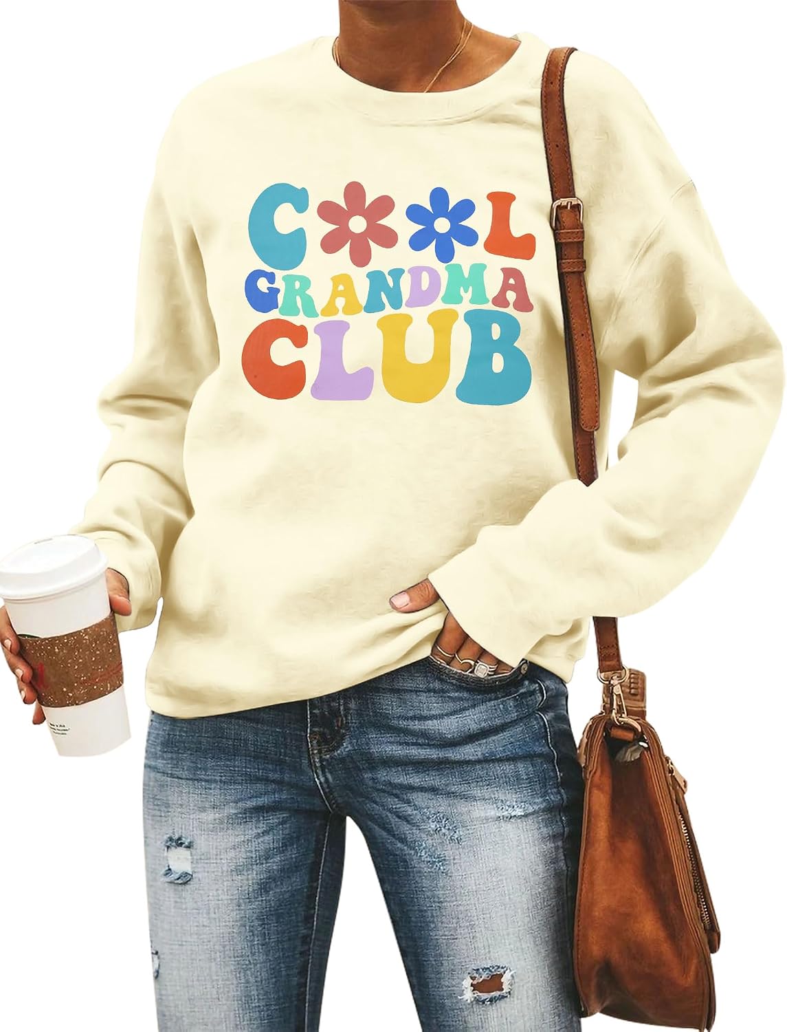 MOUSYA Cool Grandma Club Sweatshirt for Women - Casual Lightweight Long Sleeve Pullover Top - Grandma Gifts Shirt
