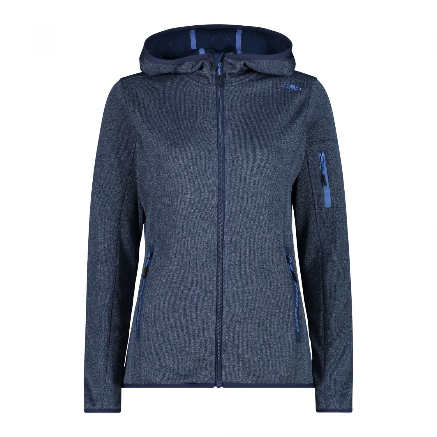 CMP - Knit-Tech Women's Jacket with Fixed Hood, Blue-Provence, 40