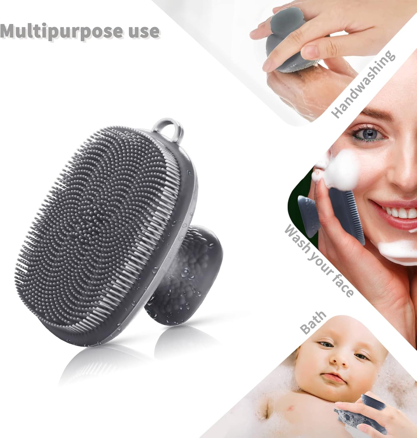 Face Scrubber Face Scrubber for Men Facial Cleansing Brush Silicone Face Wash Brush Manual Waterproof Cleansing Skin Care Face Brushes for and Exfoliating (Gray) - Image 3
