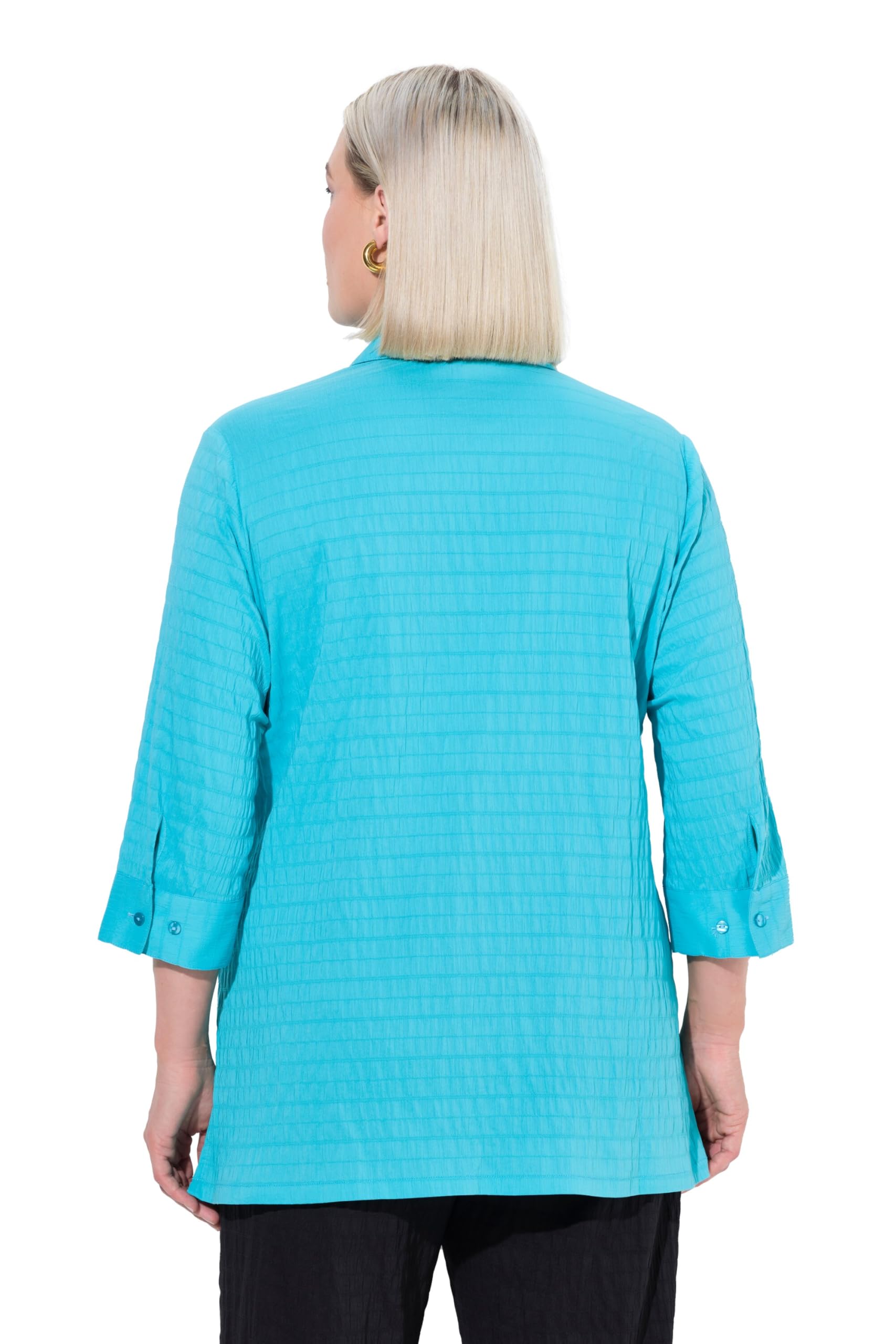Ulla Popken Bluse, Bubble-Qualität, Hemdkragen, 3/4-arm Camicetta a Bolle Donna (Pacco da 1)