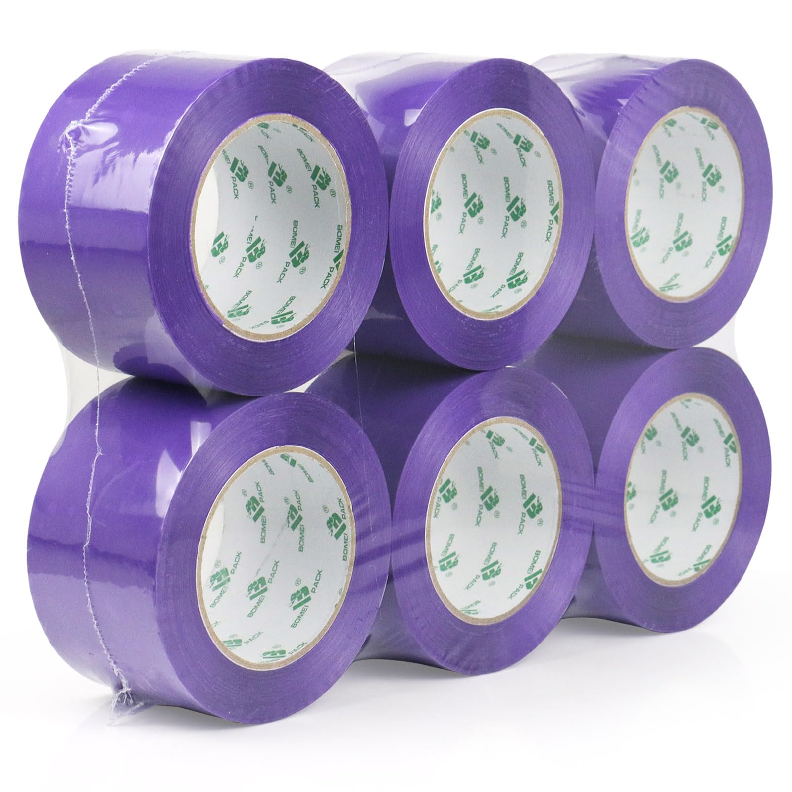 BOMEI PACK Cinta de embalaje morada de 3 pulgadas de ancho, 6 rollos de repuesto de cinta de envío de color morado para embalaje, mudanza y almacenamiento, 2.4 mil x 110 yardas, total 660 yardas