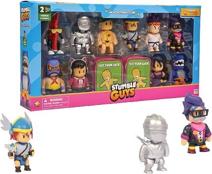 Stumble Guys Series 3 Action Figures 12-Pack Deluxe Box, 10 Articulated 3-Inch Mini Figures Plus 2 Mystery Characters, Golden Sensei, Luchador, Valkyrie & More, Collectible Toy Gift for Kids & Fans