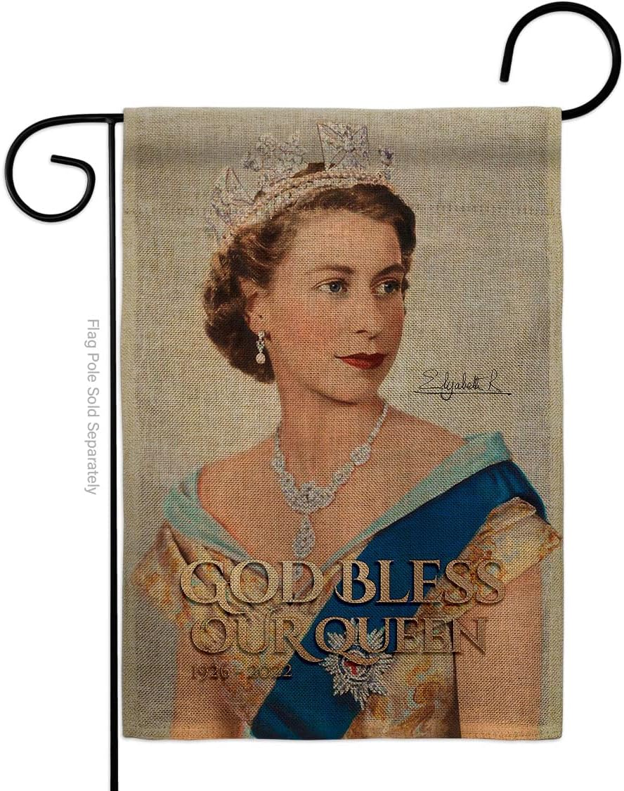Our Queen Elizabeth II Burlap Garden Flag Sweet Life Sympathy Remembrance Memorial Bereavement Love Support Emotion Postive Decorative Gift Yard Burlap House Banner Double-Sided Made in USA 13 X 18.5