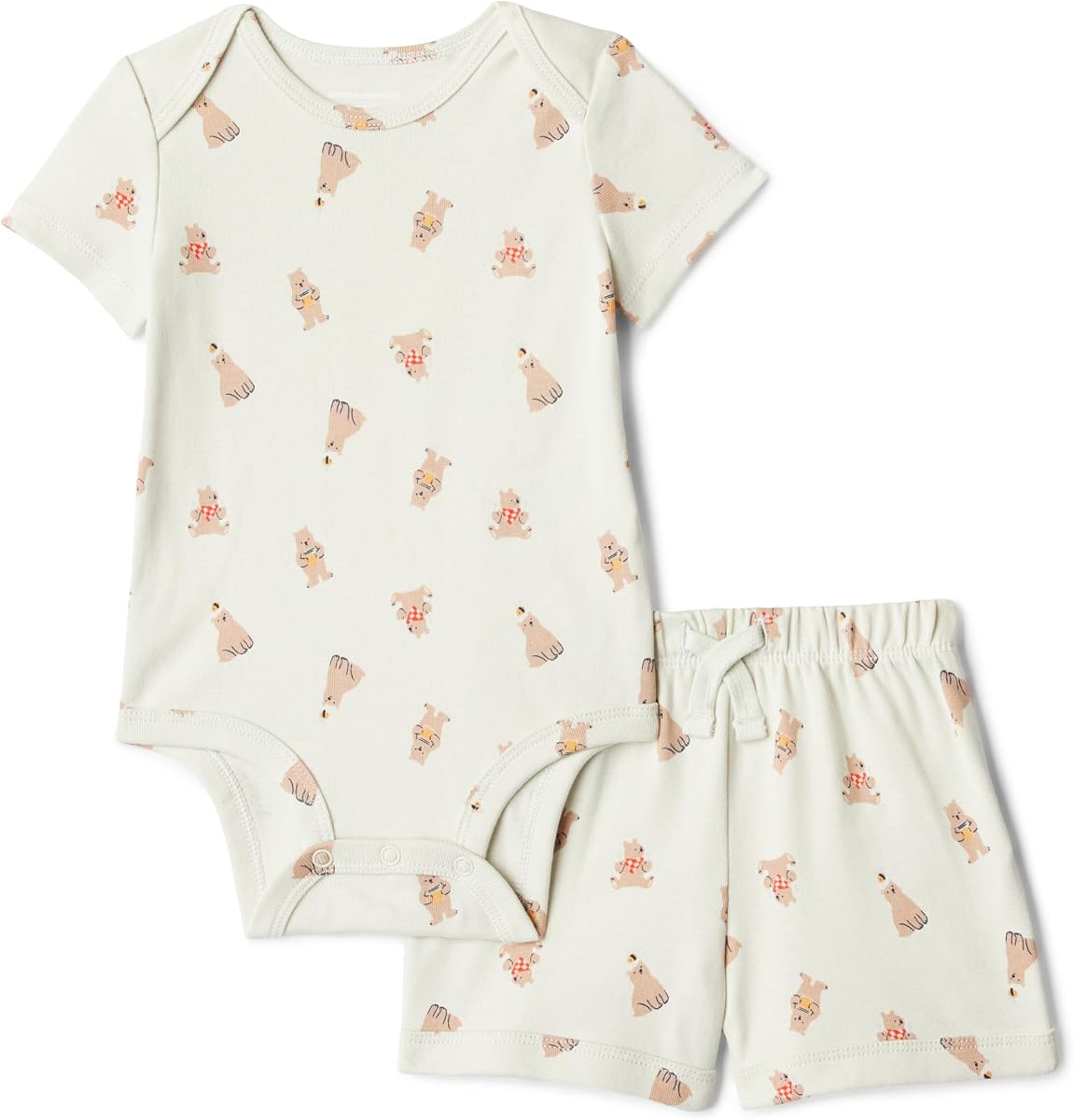 Amazon Essentials Conjunto de body y pantalón corto unisex de manga corta, 100% algodón, para niños pequeños