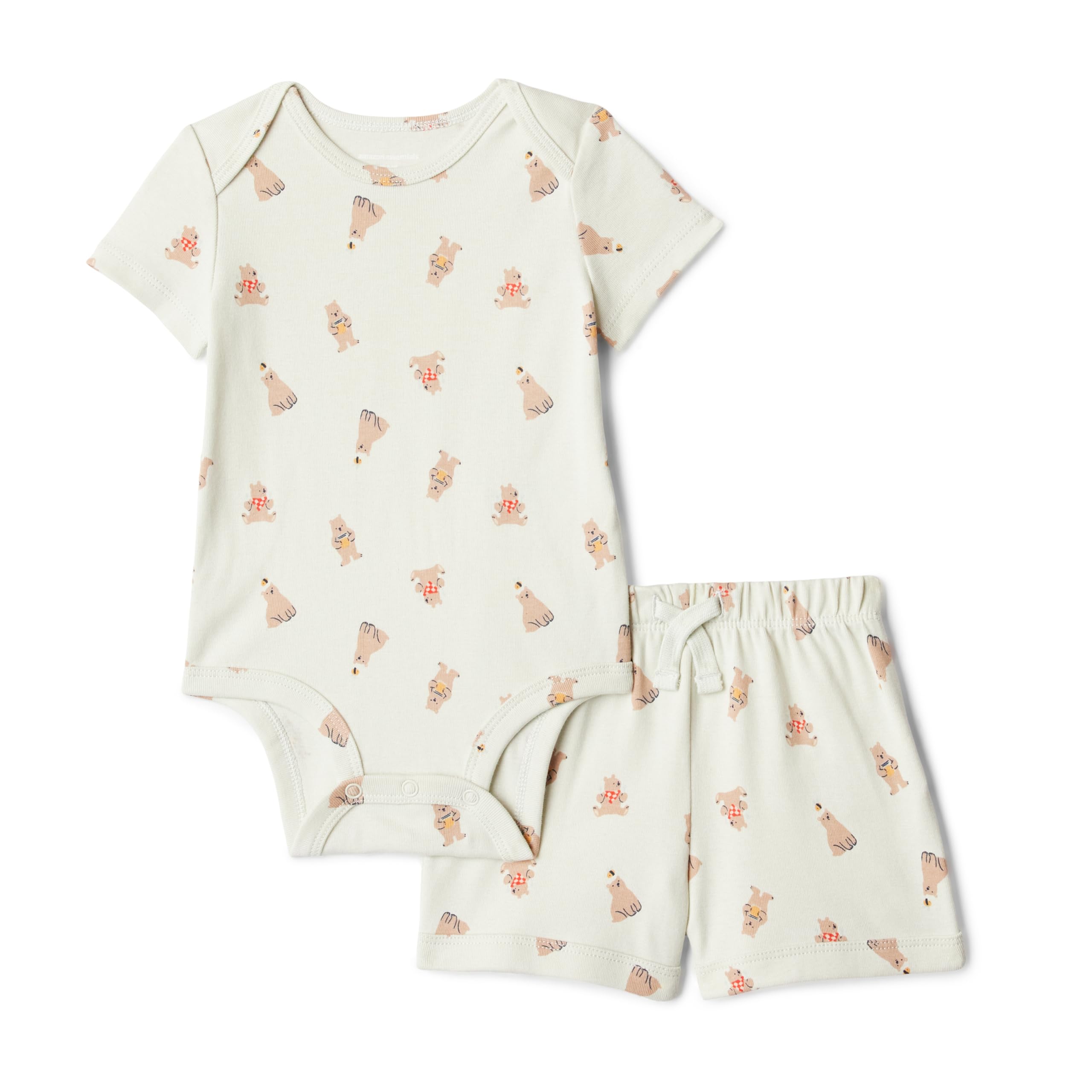 Amazon Essentials Unisex Babies' Body and Shorts Set, Bears, 0 Months
