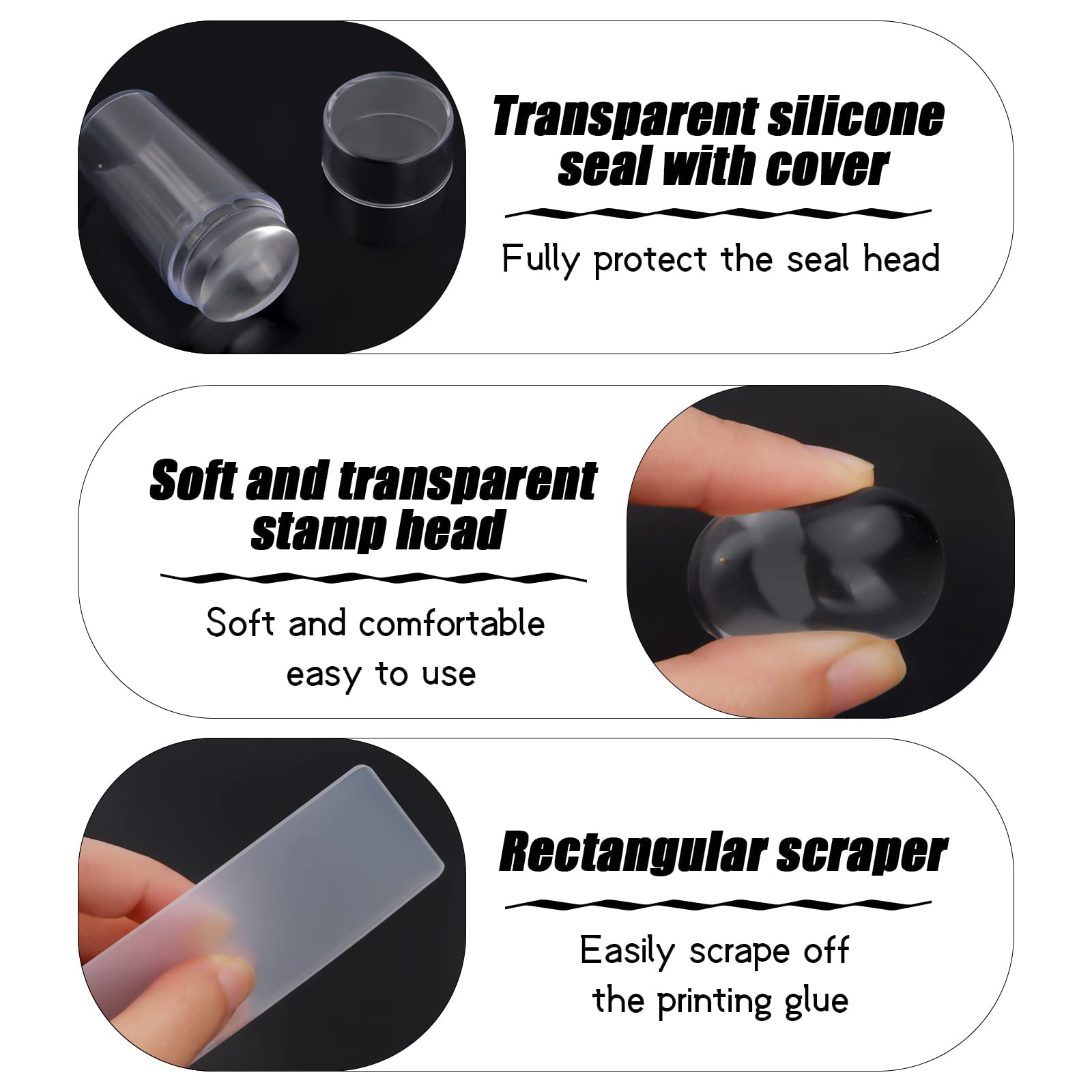 zalati Sello de transferencia de uñas de silicona transparente estilo francés