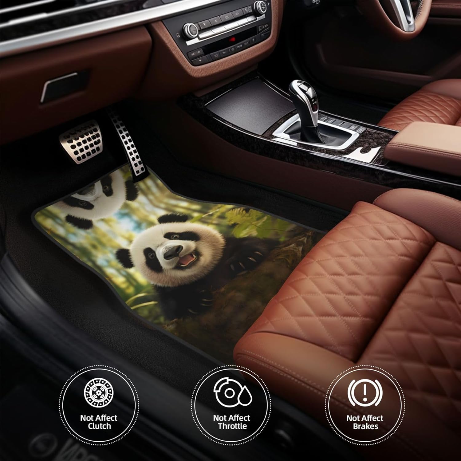 Panda portrait photo Patterned car mats 4-piece set | For cars/SUVs/trucks | Firm fit without displacement