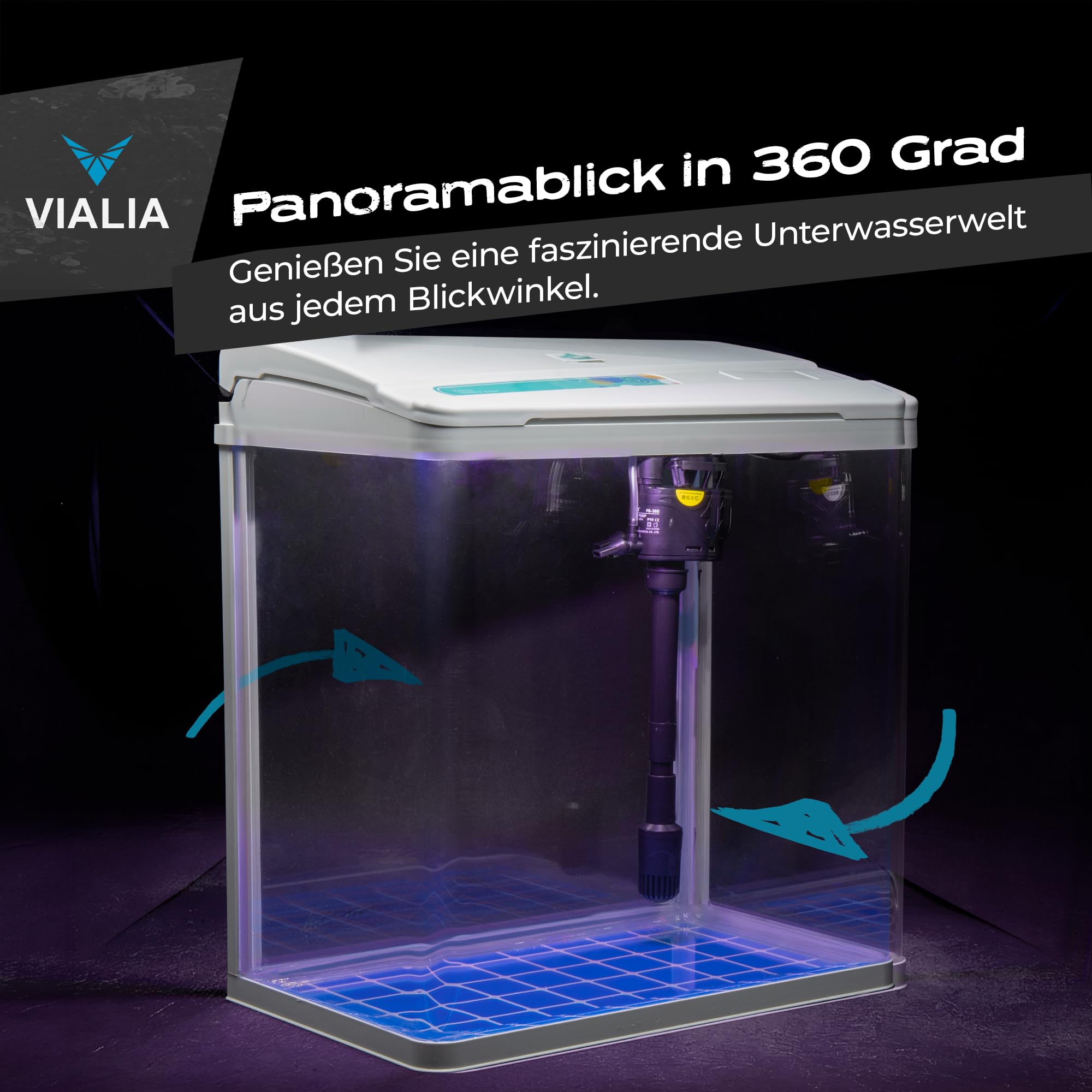Aquarium Komplettset 18L Weiß mit LED Beleuchtung Pumpe Filter 30x20x32 cm Nano Aquarium Gebogenes Panoramaglas