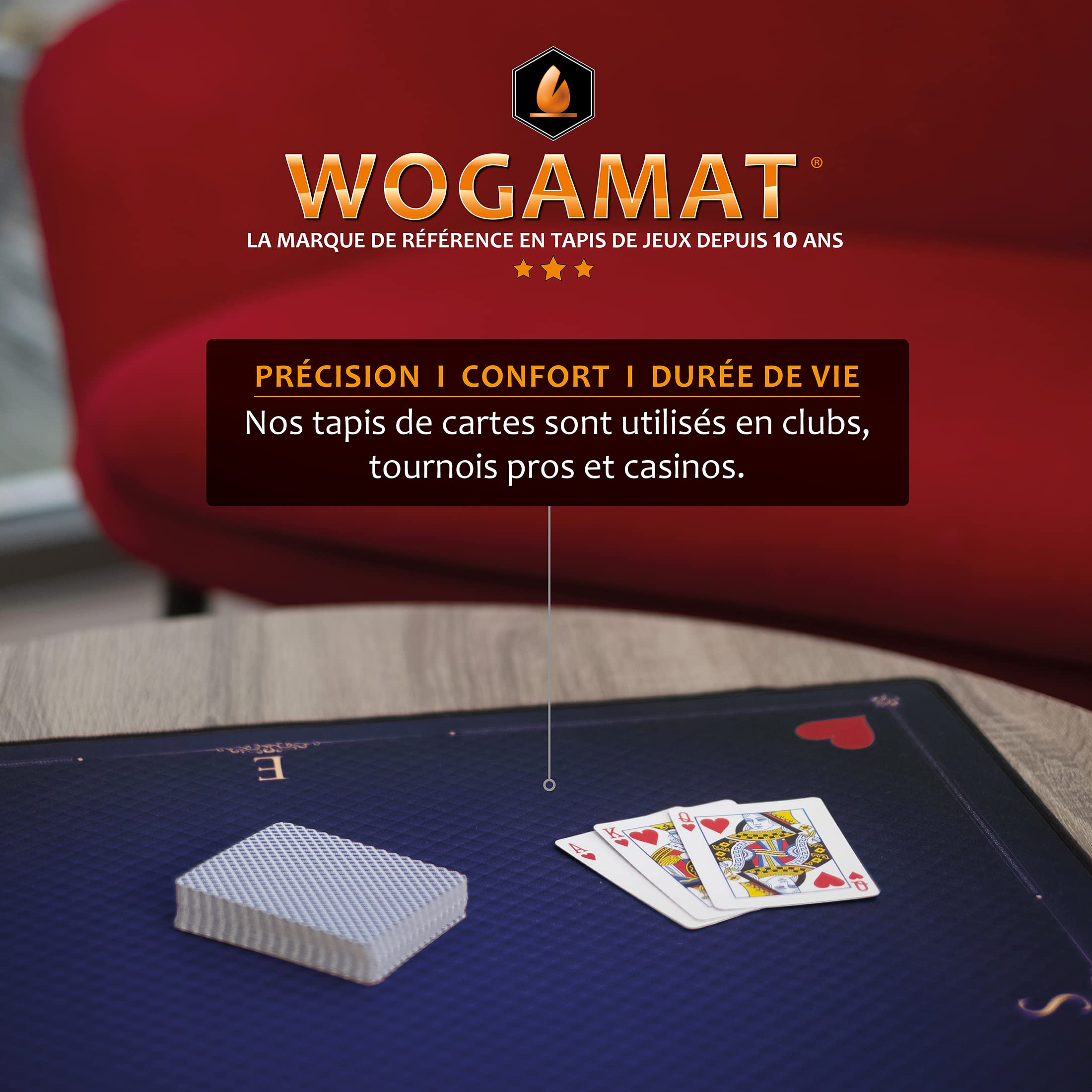 WOGAMAT Officiel – Alfombra de Juego de Cartas de Lujo Azul para Tarot póker, contra, Esquina 60 x 60 cm, Neopreno, Grueso y Antideslizante, Juegos de Cartas