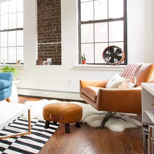 Miniatura 7 de LUE BONA Taburete pequeño curvado con asa, reposapiés de terciopelo marrón whisky y otomanos, moderno reposapiés con patas de madera, taburete con