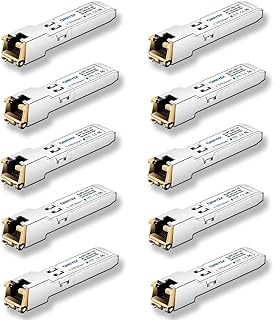 [10 Pack] 1.25/2.5/5/10G SFP+ to RJ45 Transceiver, 10Gbase-T SFP+ Ethernet Copper Module for Cisco SFP-10G-T-S, MikroTik S+RJ10, Ubiquiti UF-RJ45-10G, Netgear, TP-Link, Fortinet (CAT.6a/CAT7, 30m)