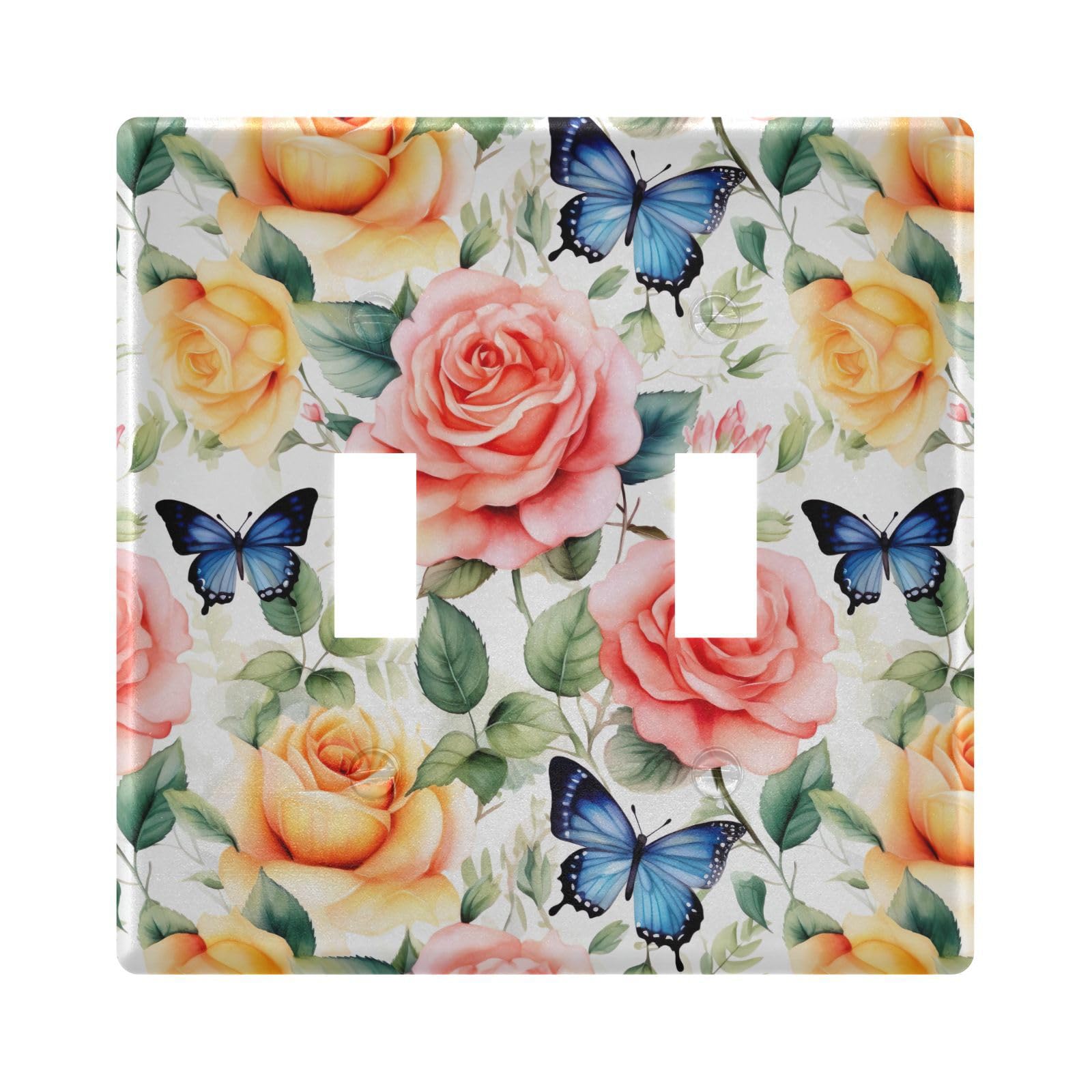 UMIRIKO Butterfly Rose Floewr Spring Light Switch Cover Plate Covers Decorative Double Toggle Home Decor 202b3373