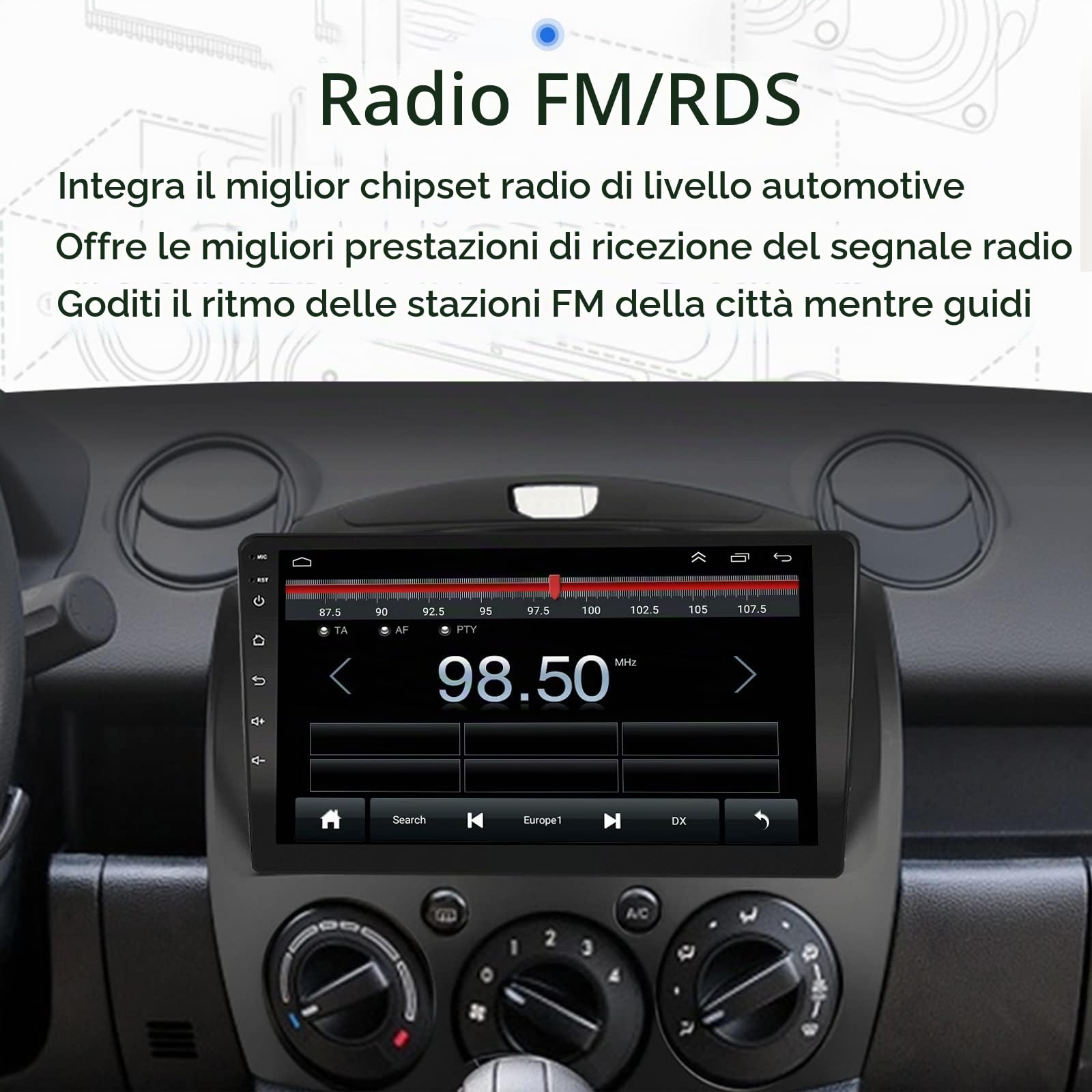 Autoradio Android per Mazda 2 2008-2014 con Carplay & Android Auto Wireless