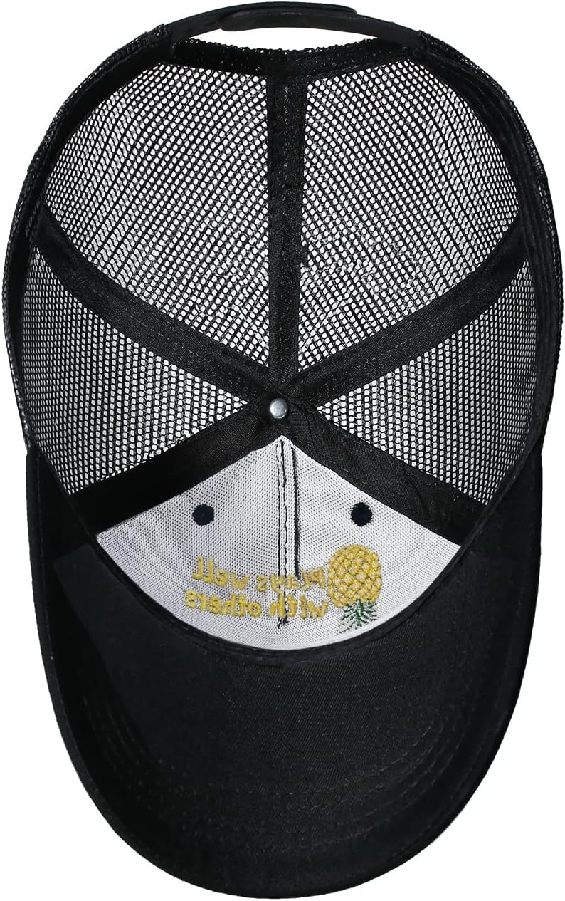 Plays Well with Others Embroidered Baseball Hat Upside Down Pineapple Baseball Cap Adjustable Embroidery Denim Hats - Image 8