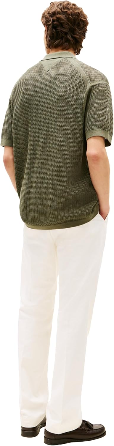 Tommy Hilfiger Mens Short Sleeve Knit Button Down Shirts in Regular Fit, Men's Casual Button Down Summer Shirts - Image 5