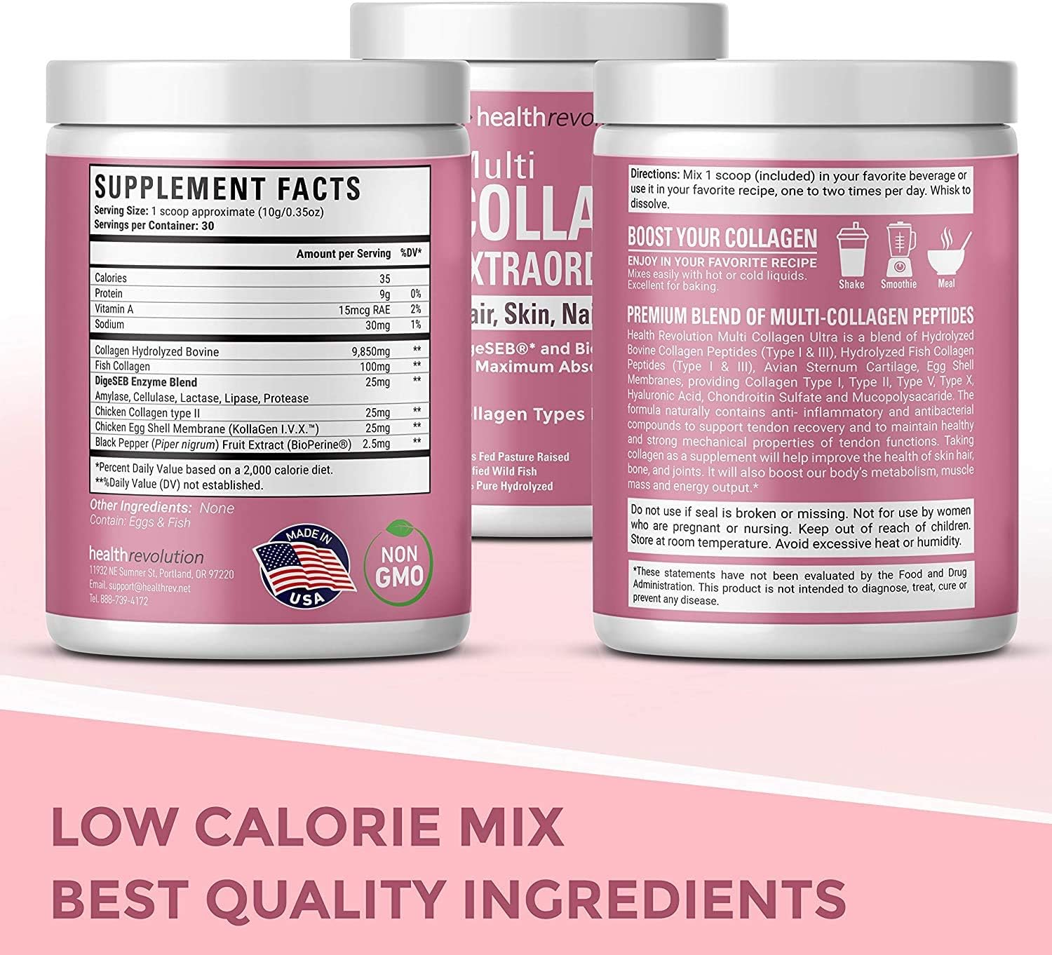 Multi Collagen Peptides Powder Supplement Types I, II, III, V, X - 5 Hydrolyzed Collagen Peptides– For Skin Hair Nails Joints –Triple Refined for Easy Mixing, Non-GMO Dairy Gluten-Free, Unflavored