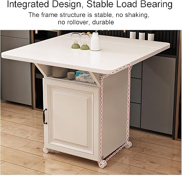 Folding Dining Table, Drop Leaf Dining Table with Lockable Wheels,Space Saving Extendable Dining Table with Storage, Kitchen Table for Small Spaces (Color : Black, Size : 80x80cm)