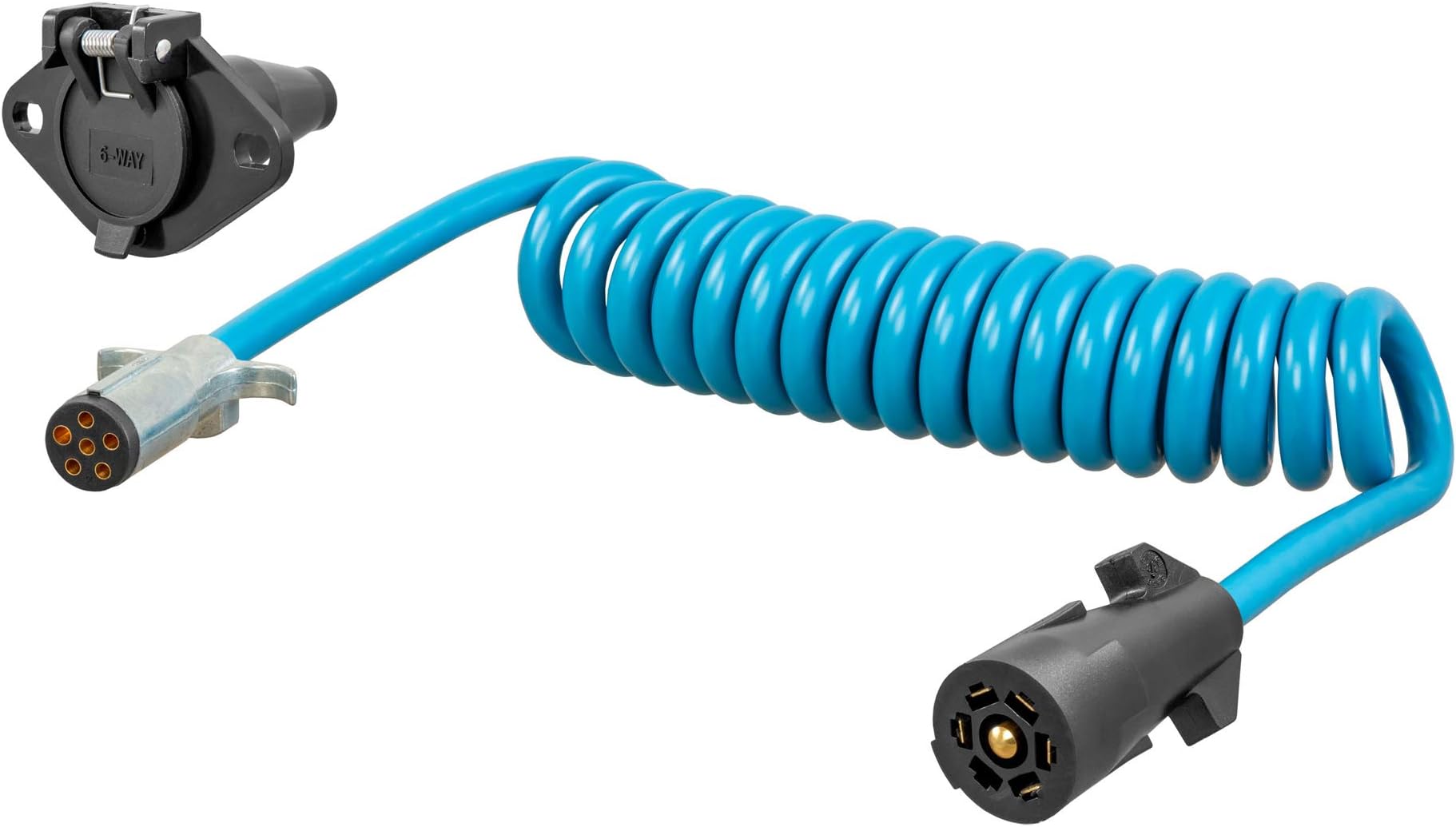 Dazakoot 7 Way ABS Cord, 12FT 7 Way Coiled Trailer Cord