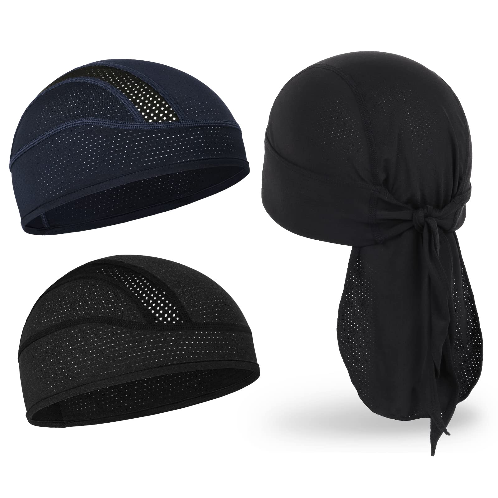 MELASA Cooling Skull Cap Helmet Liner, and Sweat Wicking Do Rags Skull Cap for Men Women Running Cycling Motorcycle