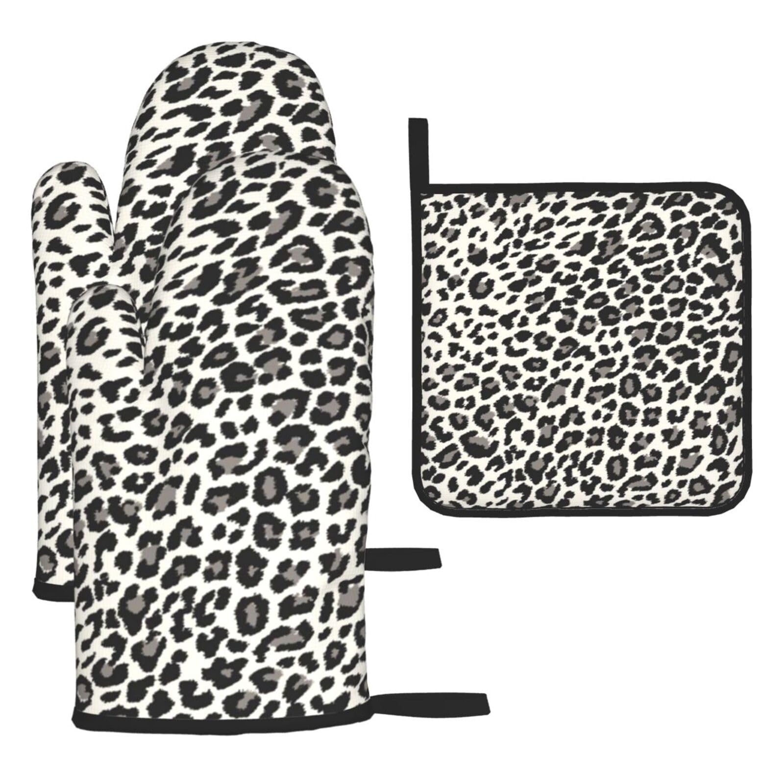Leopard Print Print Oven Set Kitchen Gloves Baking Grilling Microwaving Cooking Gift Everyday Holiday