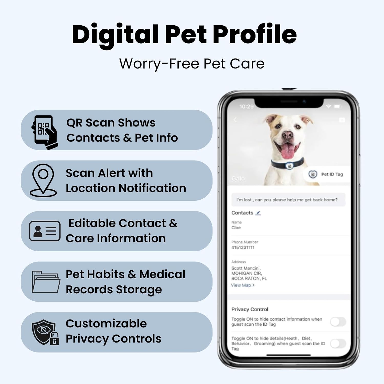 Personalized Dog Tags, QR Code Pet ID Tags for Dog Collars, Scan QR for Instant Location Alert, Emergency Contact & Online Profile, Battery-Free, Waterproof, Silent Silicone, Heart Shape, Black image 2
