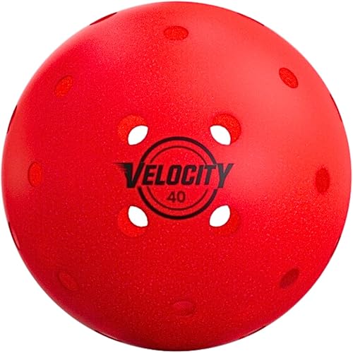 Velocity Bolas de pickleball para exteriores, paquete de 6 en rojo, tamaño y peso oficiales aprobadas por USAPA