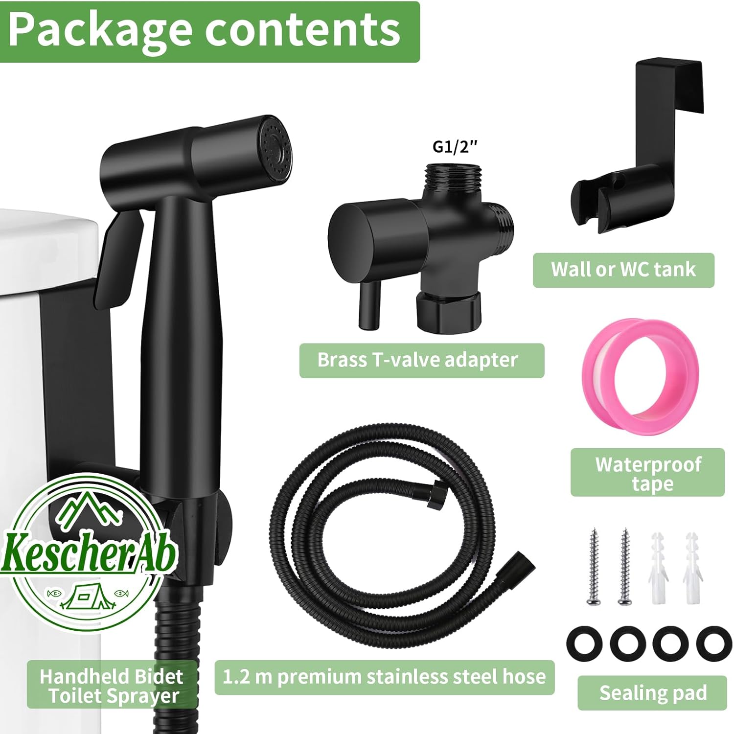 Handheld Toilet Bidet Sprayer for Toilet, Adjustable Water Pressure Control with Complete Bidet Spray Hoses Kit for Feminine Wash, Cloth Diaper Sprayer for Baby Wash