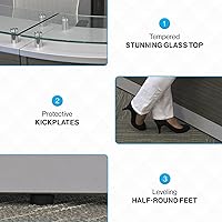 Vista 11 de NBF L Shaped Modern Reception Desk with Counter - 79" W x 63" D Retail Checkout Counter - Curved Front Desk Reception Counter - Countertop Welcome