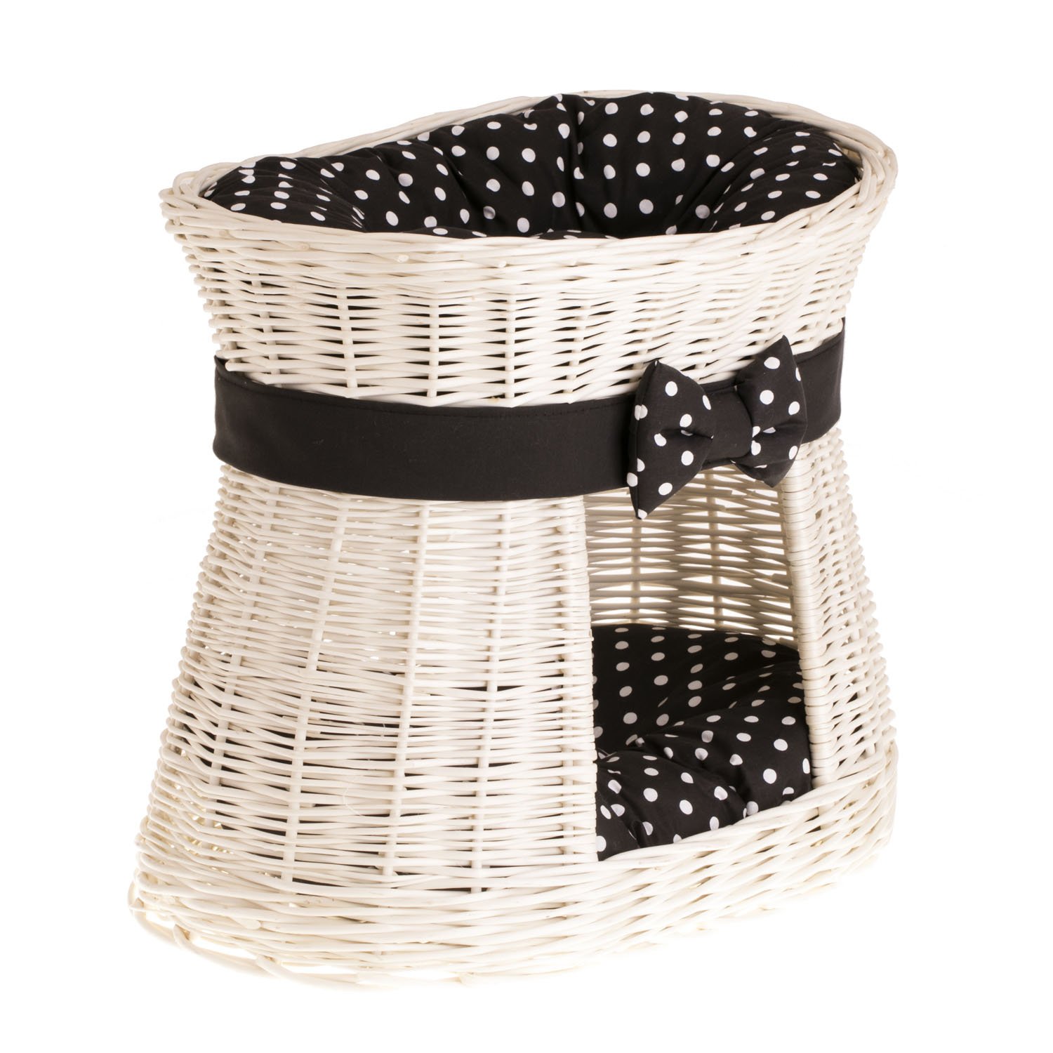 e-wicker24 Cuccia Gatto Vimini a 2 piani Cesta per Gatti Cuccia Gato Interno Cesta per Cani Fatto a Mano Letto per Gatti o Cani Lettini per Cane con 2 Morbidi Cuscini Letto per Animali