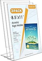 MaxGear Acrylic Sign Holders 8.5x11 Clear Slant Back Display Stands, 3 Pack for Office Store Menus Flyers Countertop