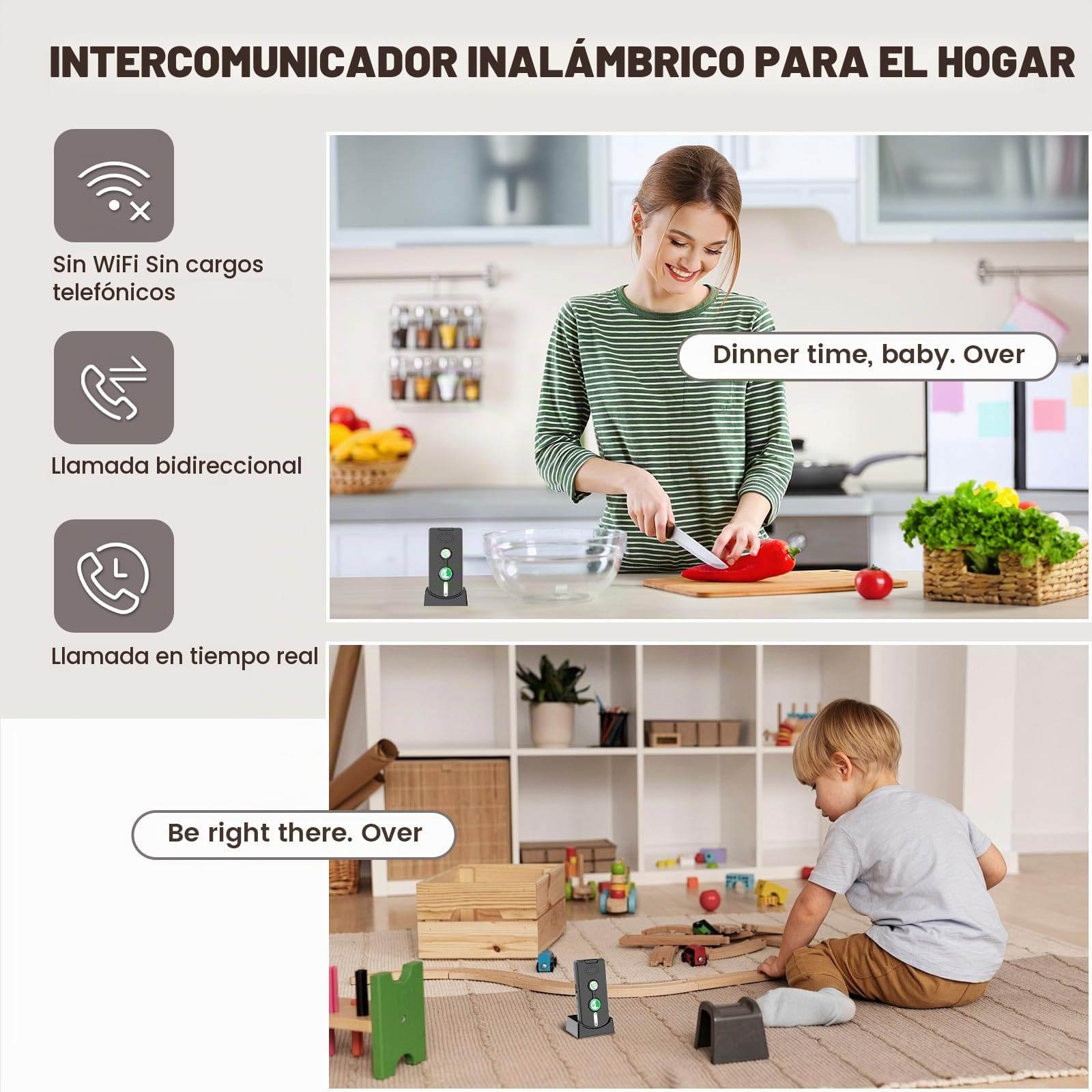 Intercomunicador inalámbrico de 500 m de 2 vías para el hogar y la oficina | Sistema de intercomunicación inalámbrico, intercomunicación en tiempo real entre habitaciones, paquete de 3