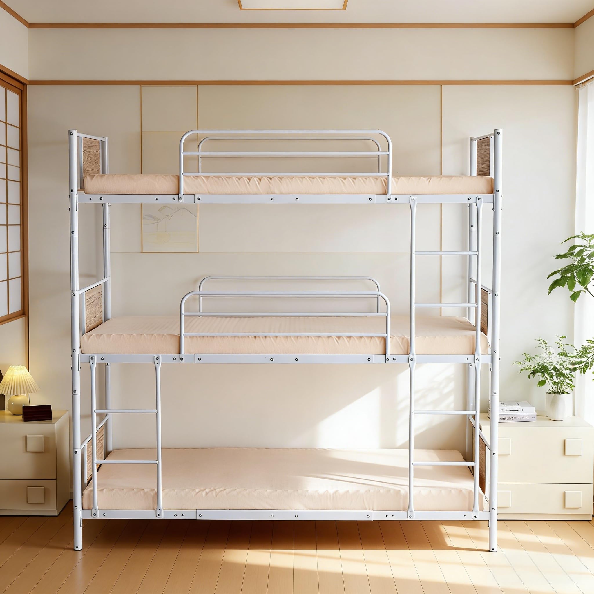 Amazon｜三段ベッド パイプベッド 分離可能 スチールベッド 子供部屋 3