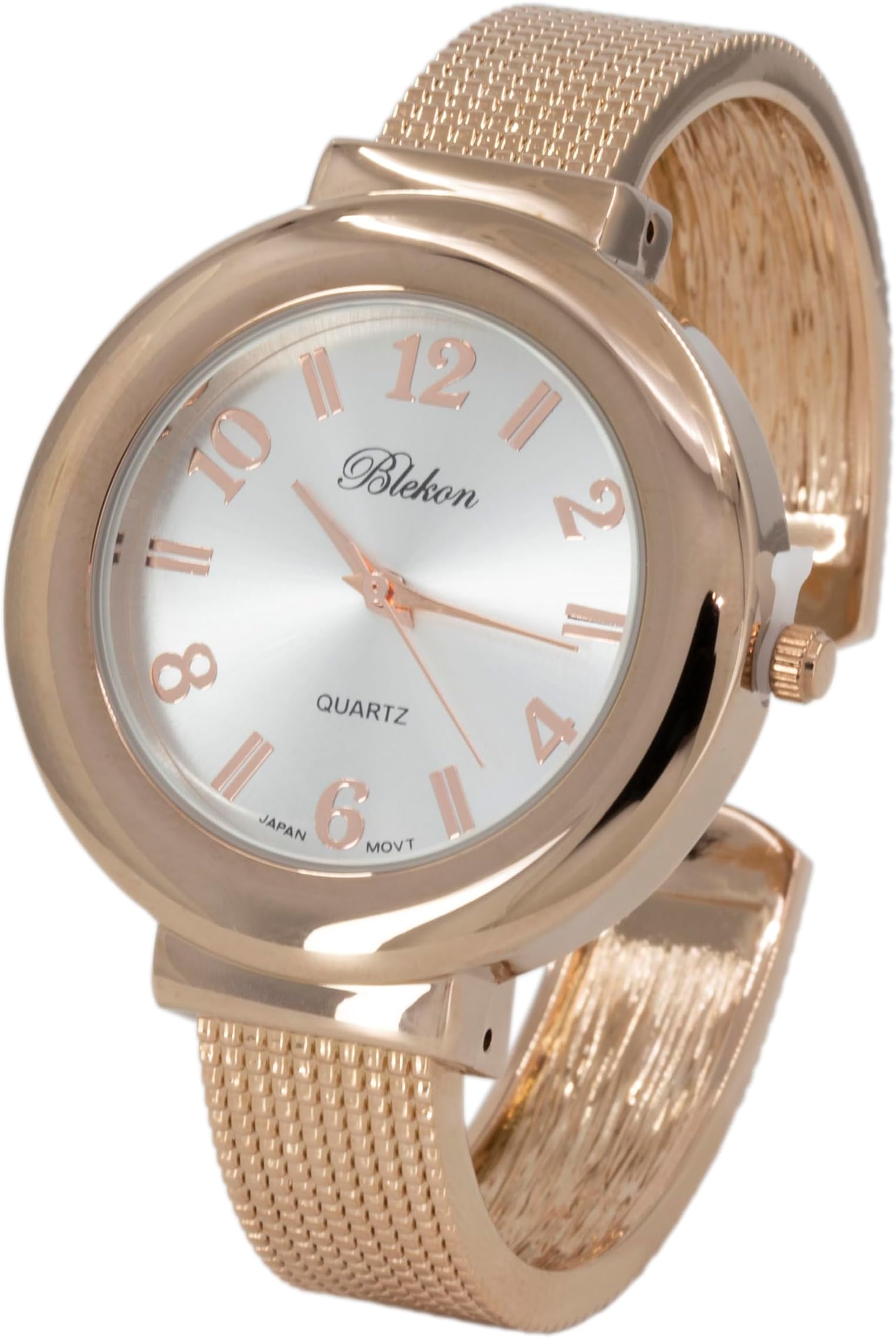 Blekon Original Mother of Pearl Cuff Bracelet Watch for Women with 31mm case Japanese Quartz Movement Metal hinged Bangle Style Cuff Wrist Watch for Ladies…