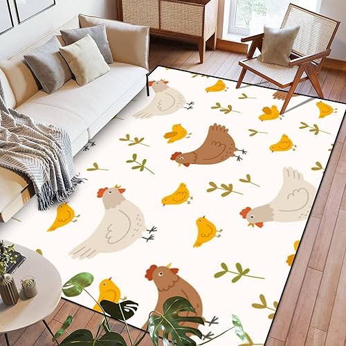 Alfombra de área con patrón sin costuras, plantas de gallina, lavable, de 6 x 9 pies, alfombras grandes para dormitorio, cocina, sala de estar,