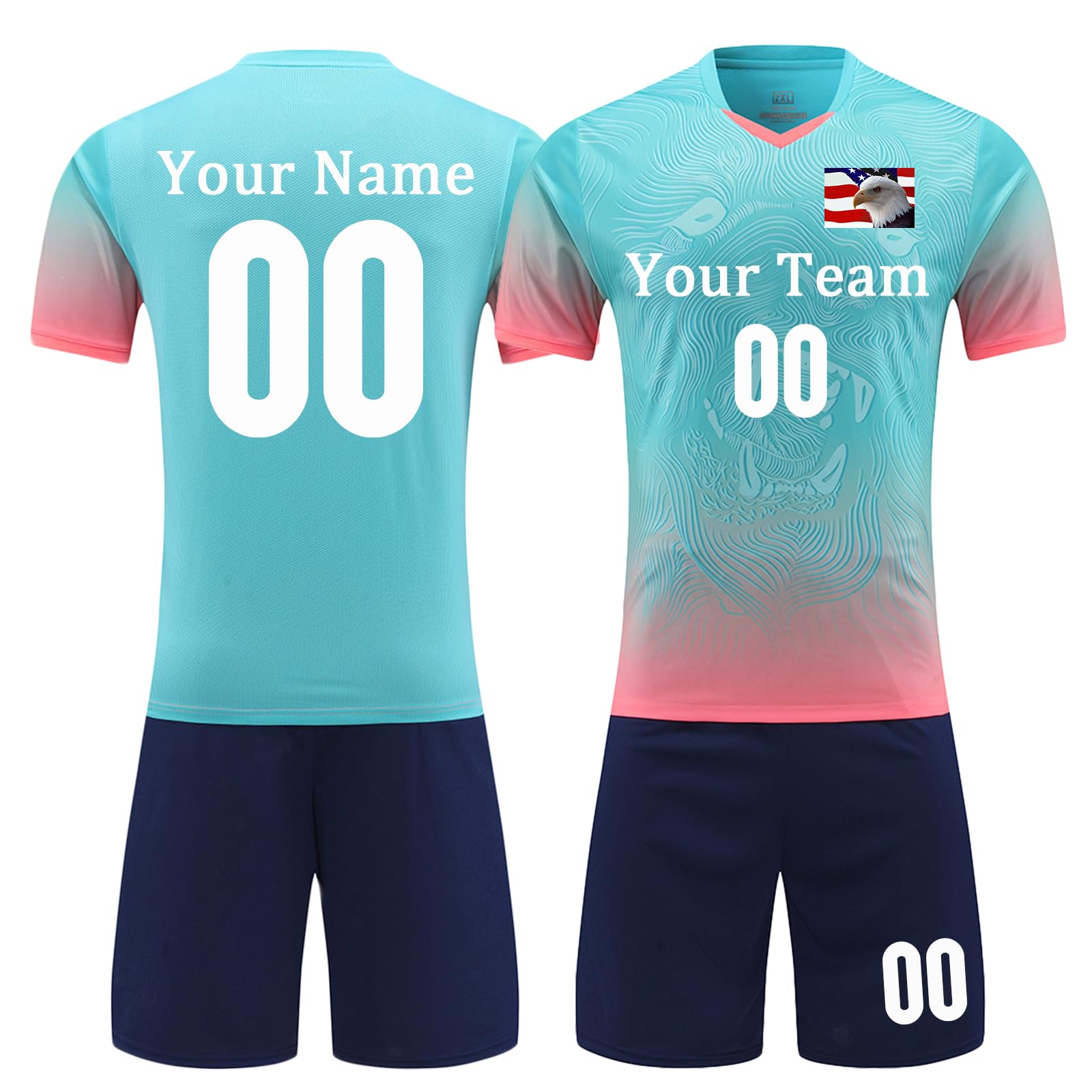 Custom Soccer Jersey Men Women Personalized Soccer Jersey for Men Women Soccer Shirt and Shorts Set with Name Number Logo