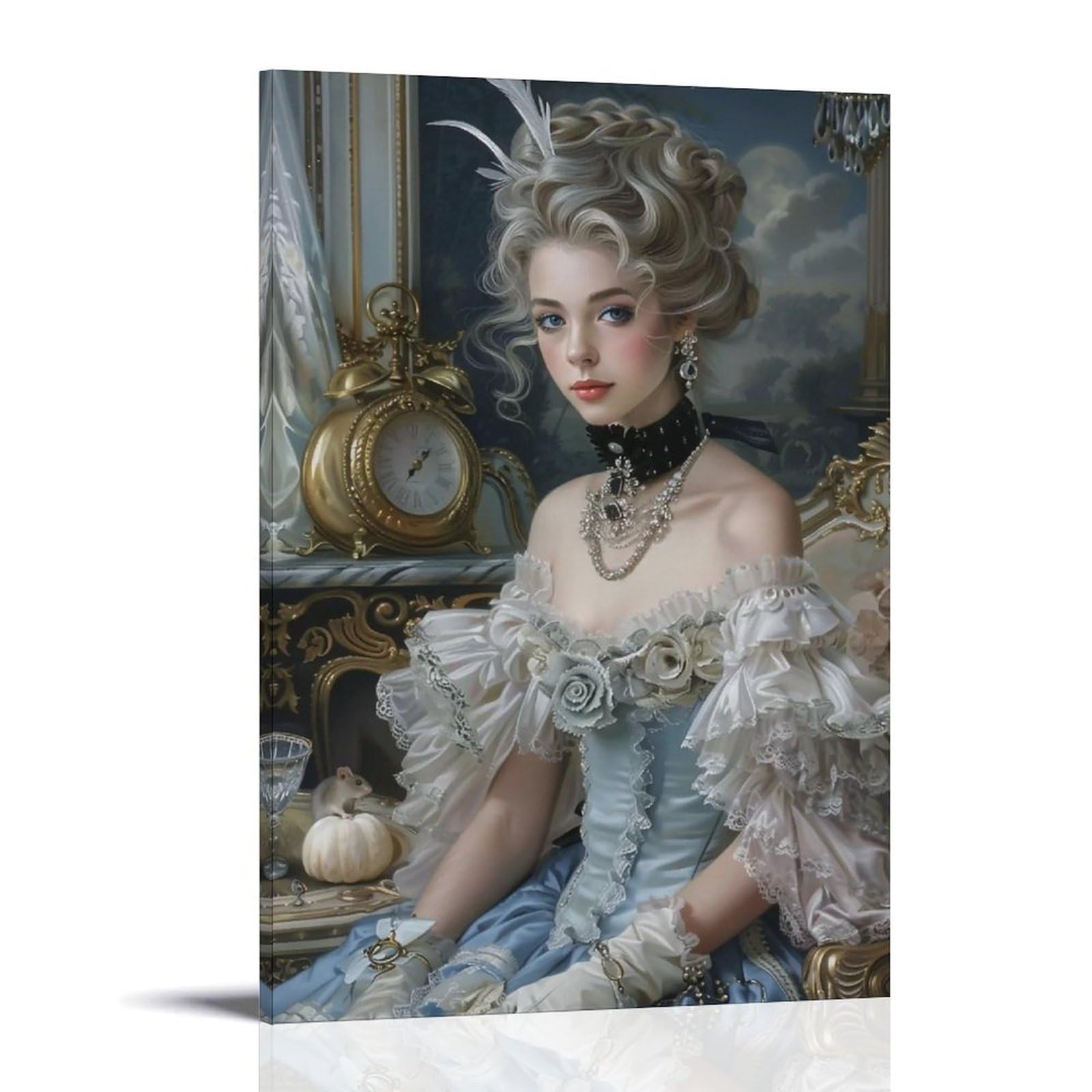 HUERYRYHY Nostalgic Rococo 01 Poster Wall Art Canvas Vintage Aesthetic Painting Decor for Rooms 12x18inch Frame-style