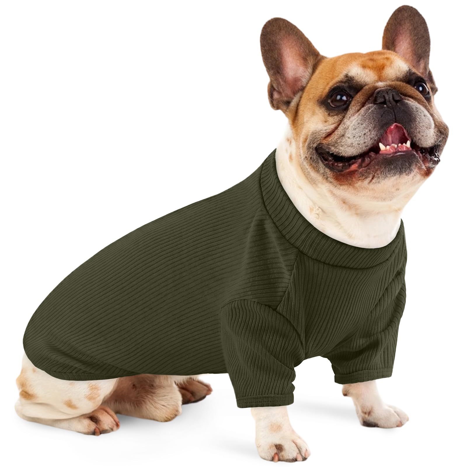 Dog Knit Jumper L, Lightweight Pet T-Shirt for Beagle Miniature Schnauzer Border Terrier, Comfy Casual Dog Sweater Tee, Walks, Travel & Home Comfort, Forest Moss L