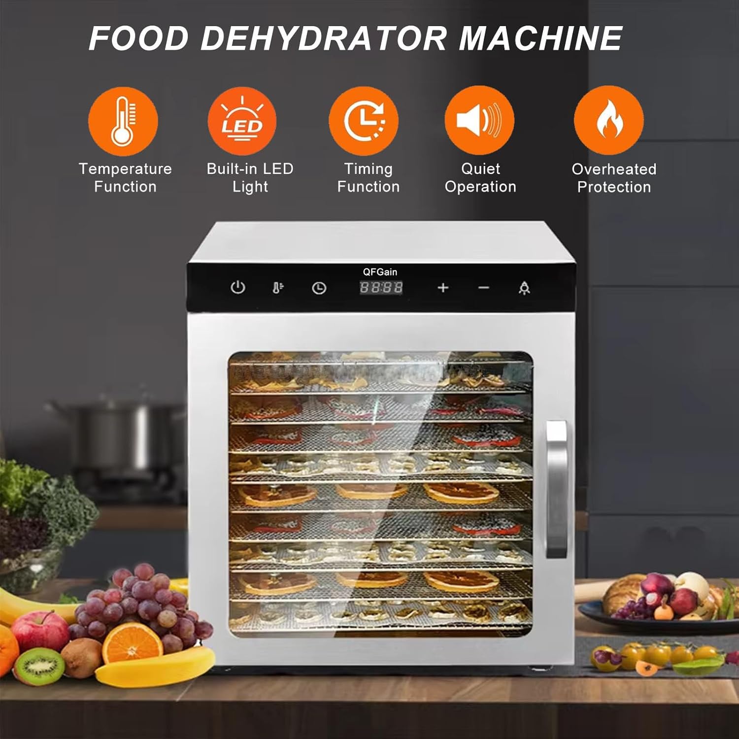 Freeze Drier, Food Dehydrator Machine, 10/12 Stainless Steel Trays, Home Freeze Dryer, Food Processer, with 24 Hours Timer&Max Temperature 194℉,10layer,a-10layer