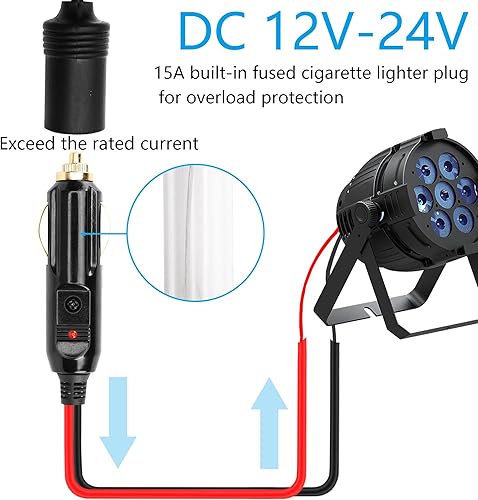 Miniatura 2 de CERRXIAN Cable de enchufe macho para encendedor de cigarrillos, repuesto de 12 V, con fusible de 20 A, cable de cola estañado de 13 AWG, 6.6 ft6.5