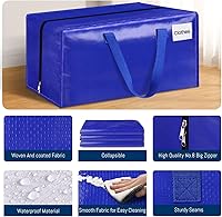 Vista 3 de BlissTotes Bolsas de mudanza, suministros de mudanza resistentes y bolsas de almacenamiento, bolsas de embalaje extragrandes, cajas con bolsillos