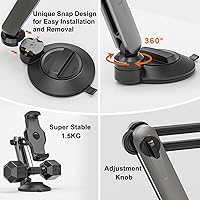 Vista 3 de Soporte para tablet para escritorio, soporte de tablero de tableta de altura ajustable con ventosa de 4 pulgadas para espejo de ventana de mesa